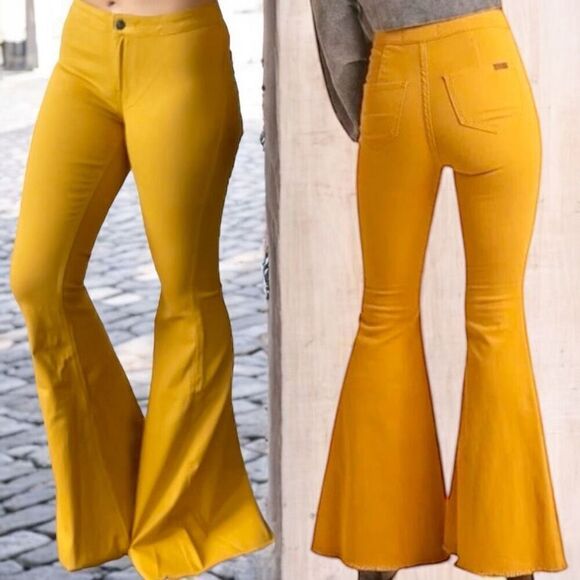 Mustard Yellow High Rise Flare Jeans | Stretch Boutique Denim | NWT | 16 - Picture 4 of 15